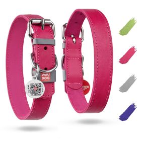 Long Lasting Leather Dog Collar for Large Dogs Medium Small Dogs Adjustable for Boy Girl Dog Collars with Durable Buckle D Ring Pink 15 - 20 inch