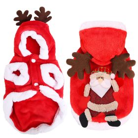 1Pc Pet Christmas Clothes Santa Claus Reindeer Antlers Costume Winter Outfit New Year Coat For Small Medium Dogs Cats (Option: L)