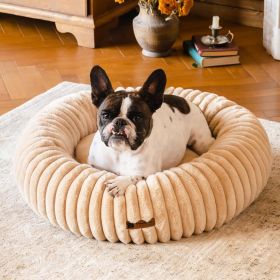 MEWOOFUN Donut Dog Bed For Medium Dogs - Calming Pet Bed With Non-Slip Bottom, Washable For Pets Up To 45 Lbs Light Brown (Option: WP177)