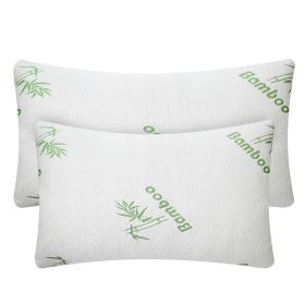 Bamboo Memory Foam Pillow Hypoallergenic Bed Pillow For Head Neck Rest Sleeping Shredded Pillow W/ Washable Cover (Color: White, size: King)