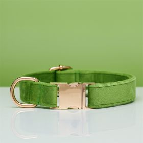 Multiple Colour Velvet Personalise Dog Collar Leash Set With Bow (Option: Green-XS)
