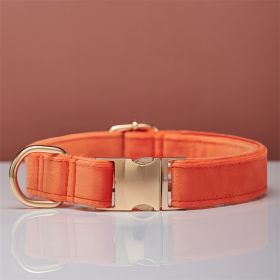 Multiple Colour Velvet Personalise Dog Collar Leash Set With Bow (Option: Orange-L)